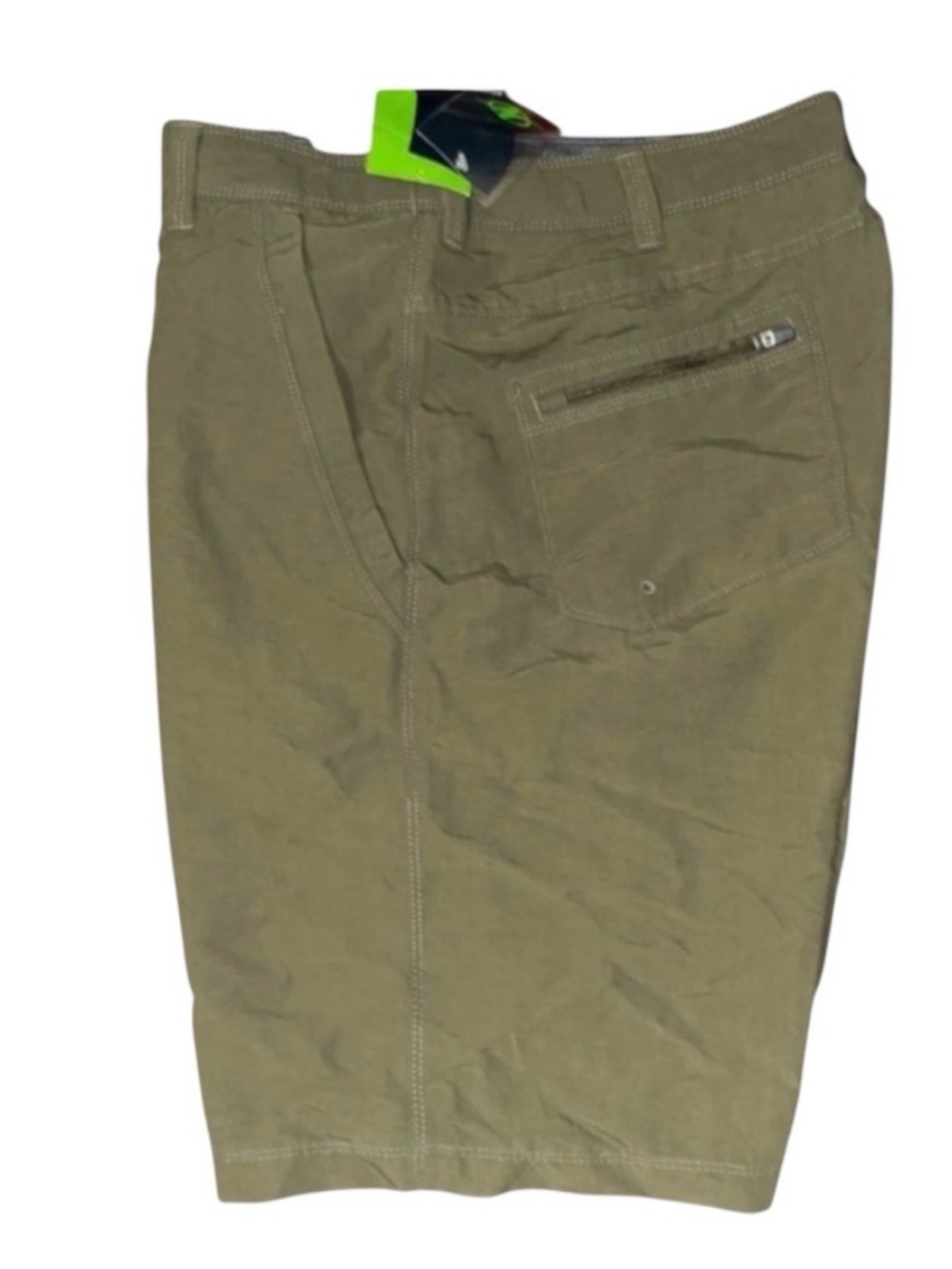 Men's Flat Front Shorts Olive Green with Zipper Back Pocket Nordic Track Size 32